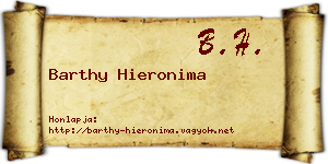 Barthy Hieronima névjegykártya